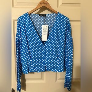 POLKA DOT PRINT TOP TOPSSALE-WOMAN *NWT*